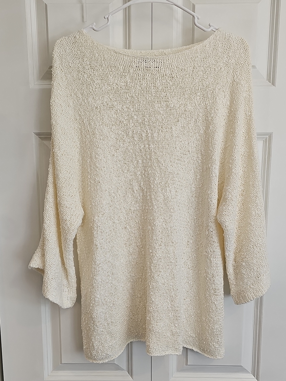 Light Cream Textured Boatneck Sweater - Women’s Relaxed Knit - Picture 1 of 5